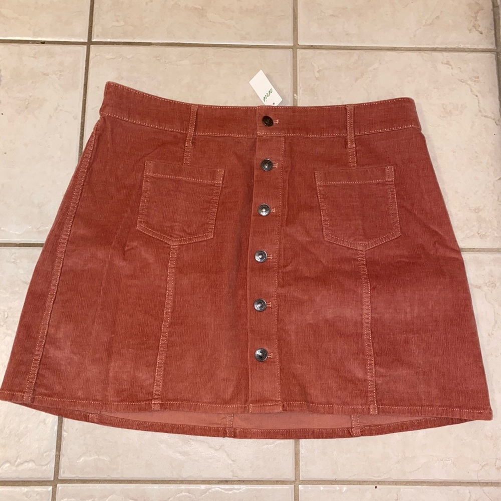 Aerie corduroy button up skirt